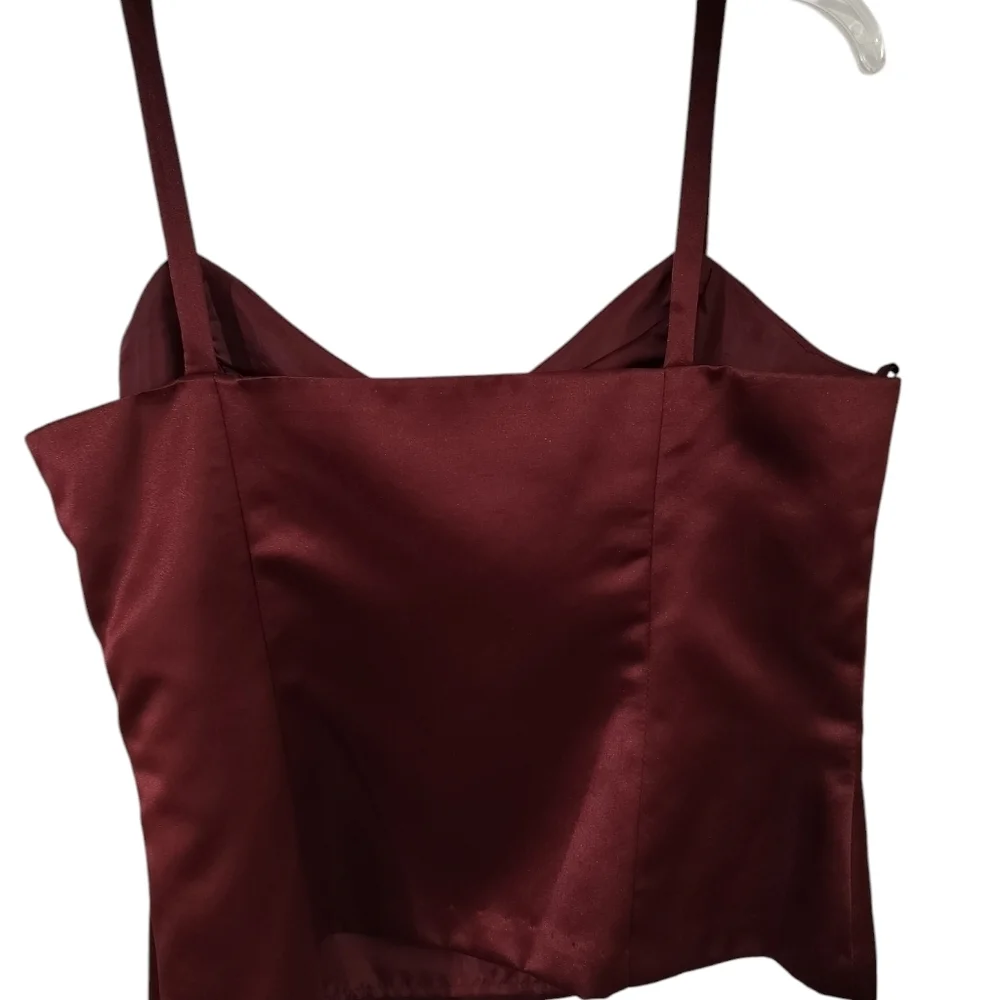 3102)R&M Richards 2 pcs Evening Burgundy Bling Jacket Camisole 3/4 Sleeve Sz 10 - Picture 6 of 11